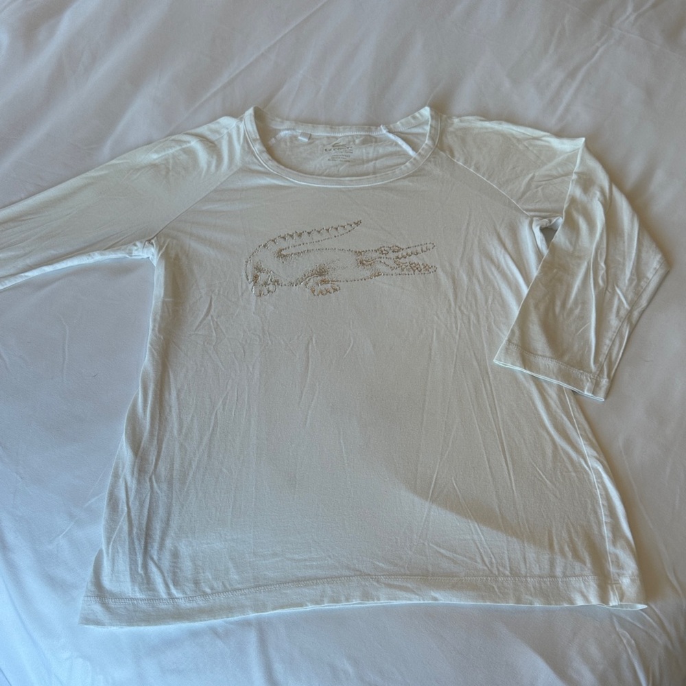 Lacoste White 3/4 Sleeve Top